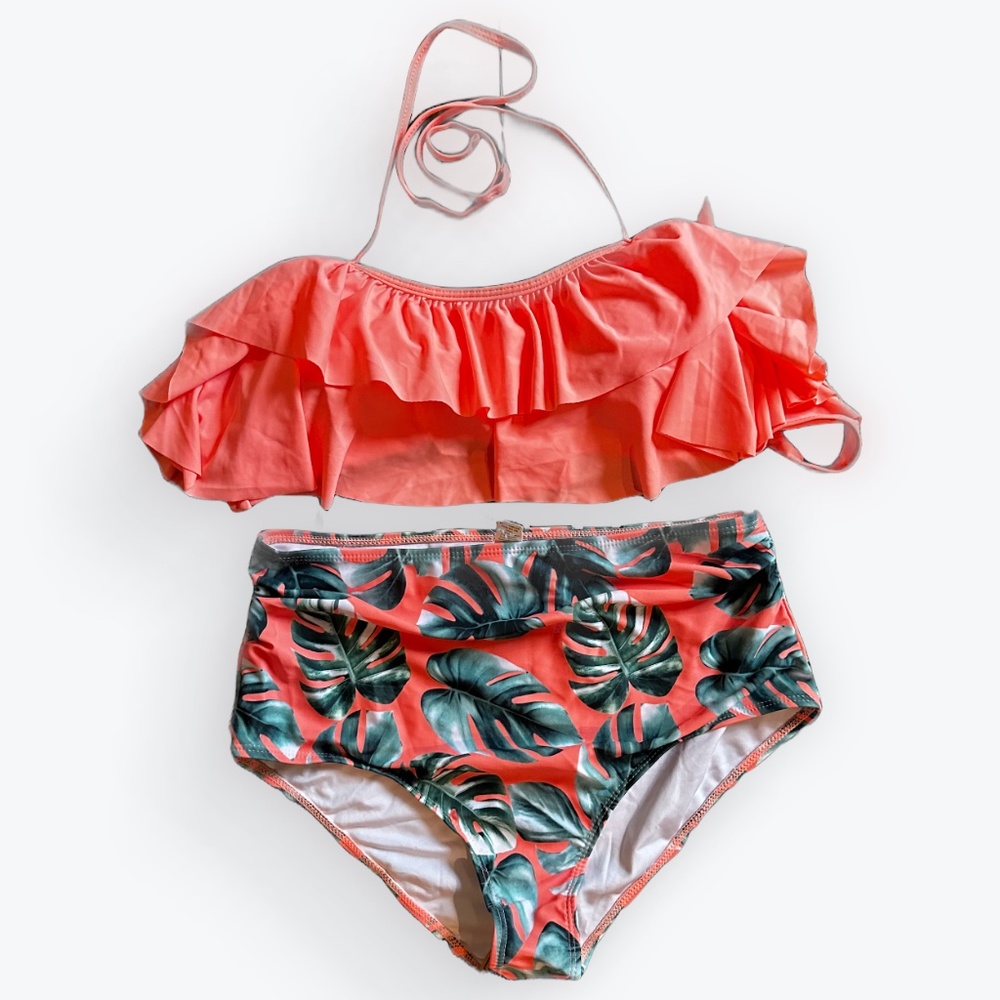 Tropical Print Bikini - Size Large with removable pads - New - Never Worn